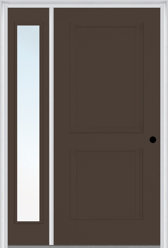 MMI TRUE 2 PANEL 3'0" X 6'8" FIBERGLASS SMOOTH EXTERIOR PREHUNG DOOR WITH 1 FULL LITE CLEAR OR PRIVACY/TEXTURED GLASS SIDELIGHT 20